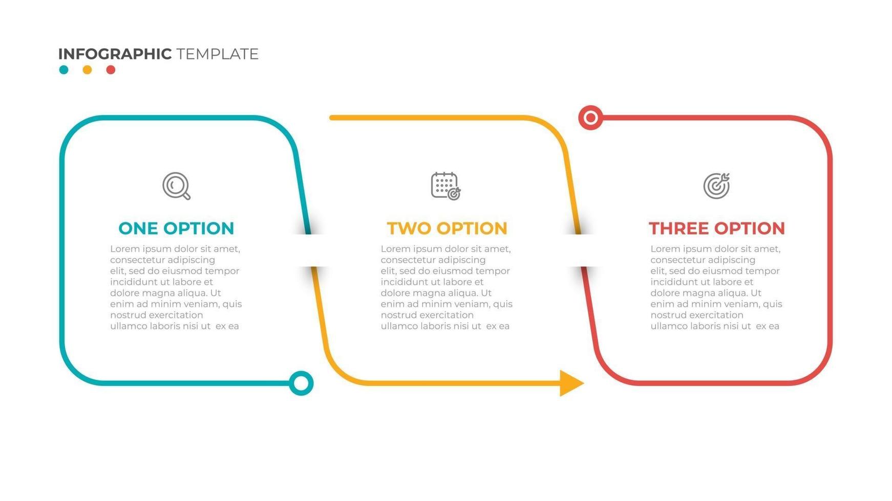 dünne Linie flache Info Grafikdesign-Elemente und Zahlenoptionen. Zeitlinie mit 3 Optionen, Schritten oder Prozess. vektor