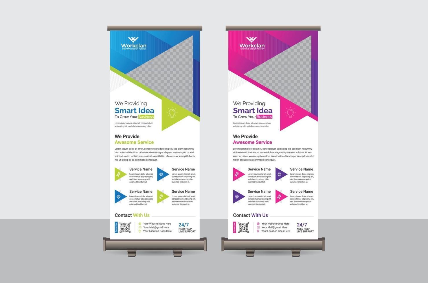 abstrakte bunte Roll-up-Banner-Design-Vektorschablone vektor