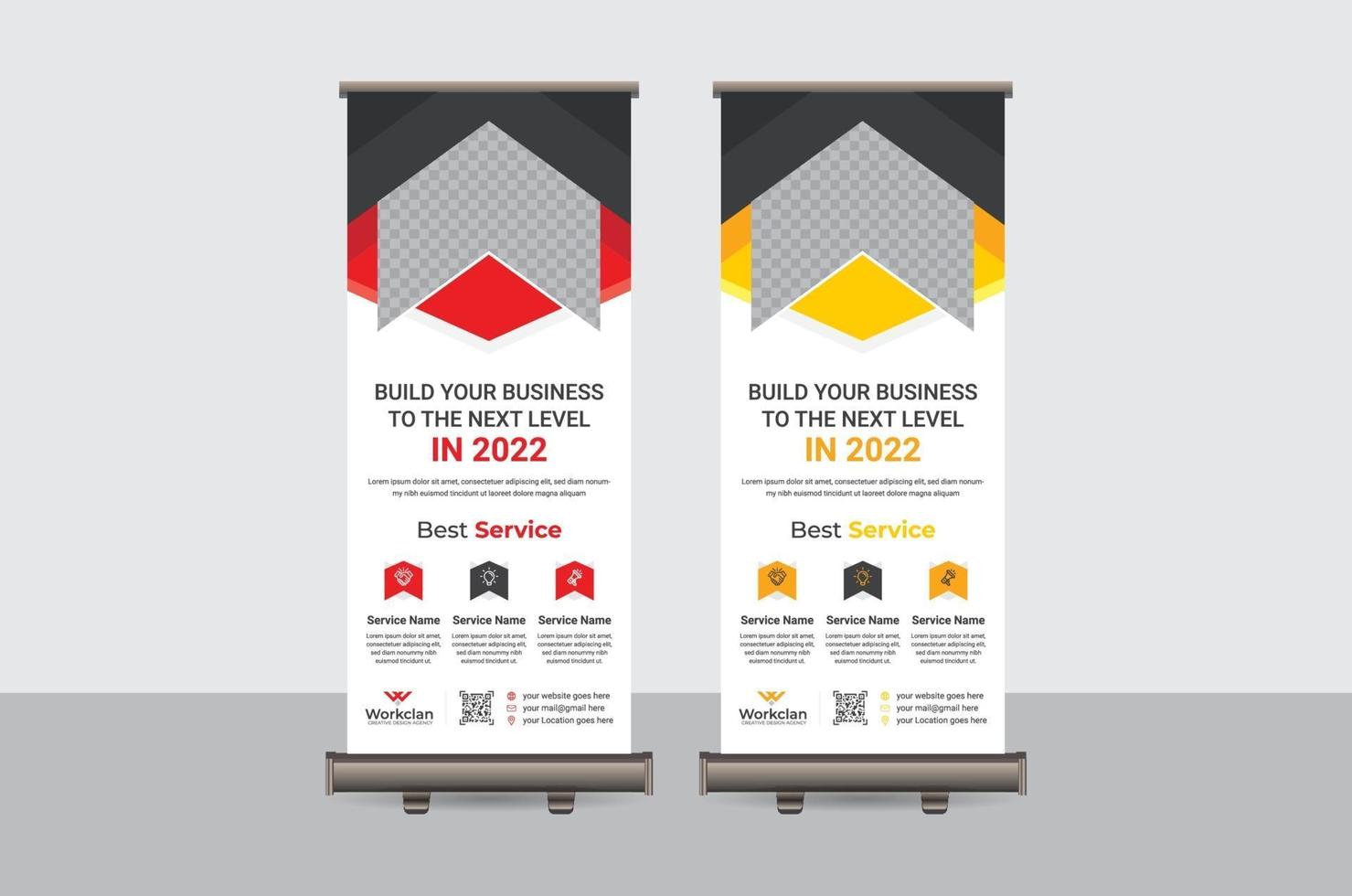 abstrakte bunte Roll-up-Banner-Design-Vektorschablone vektor