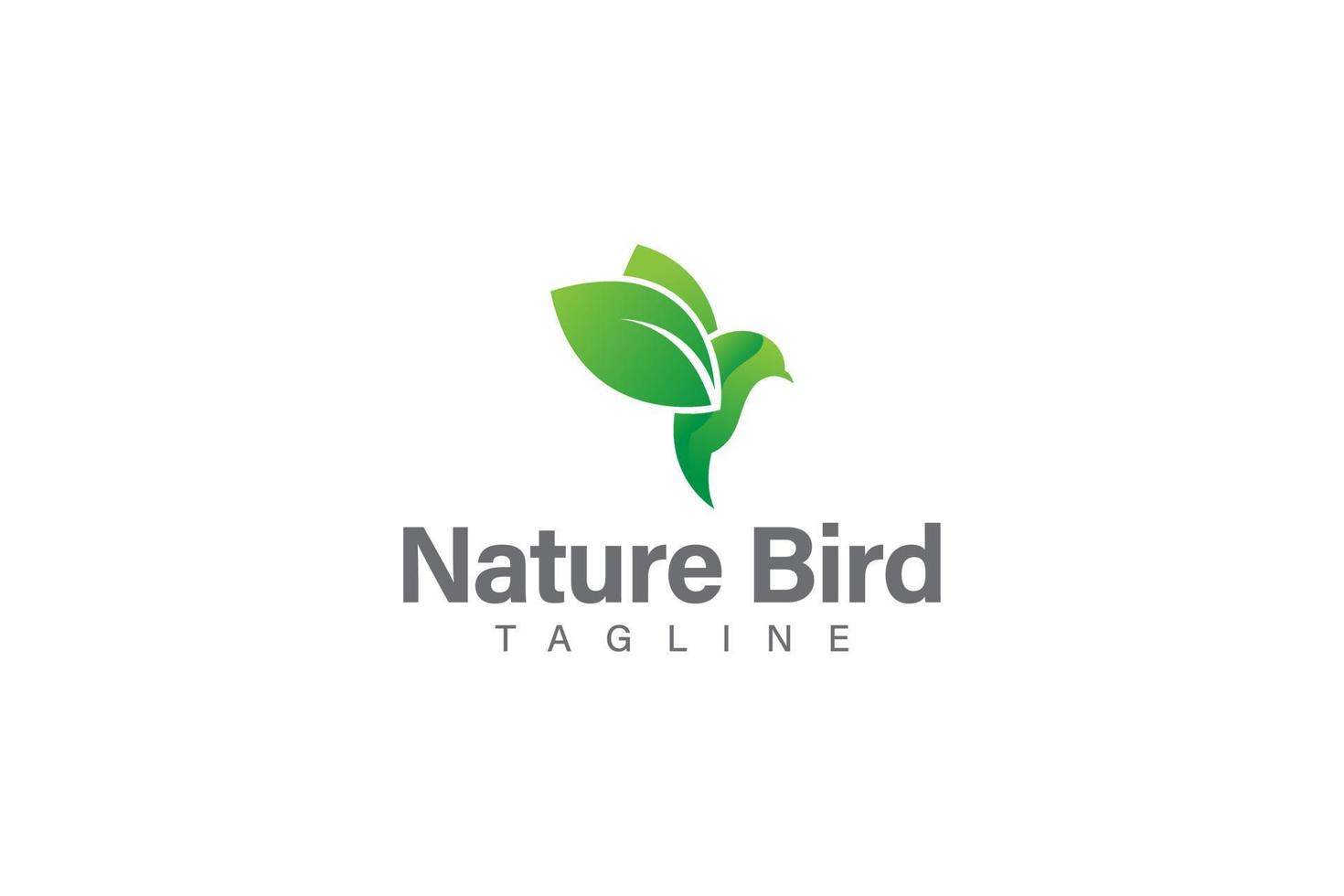 natur fågel logotyp med fågel och blad design vektor