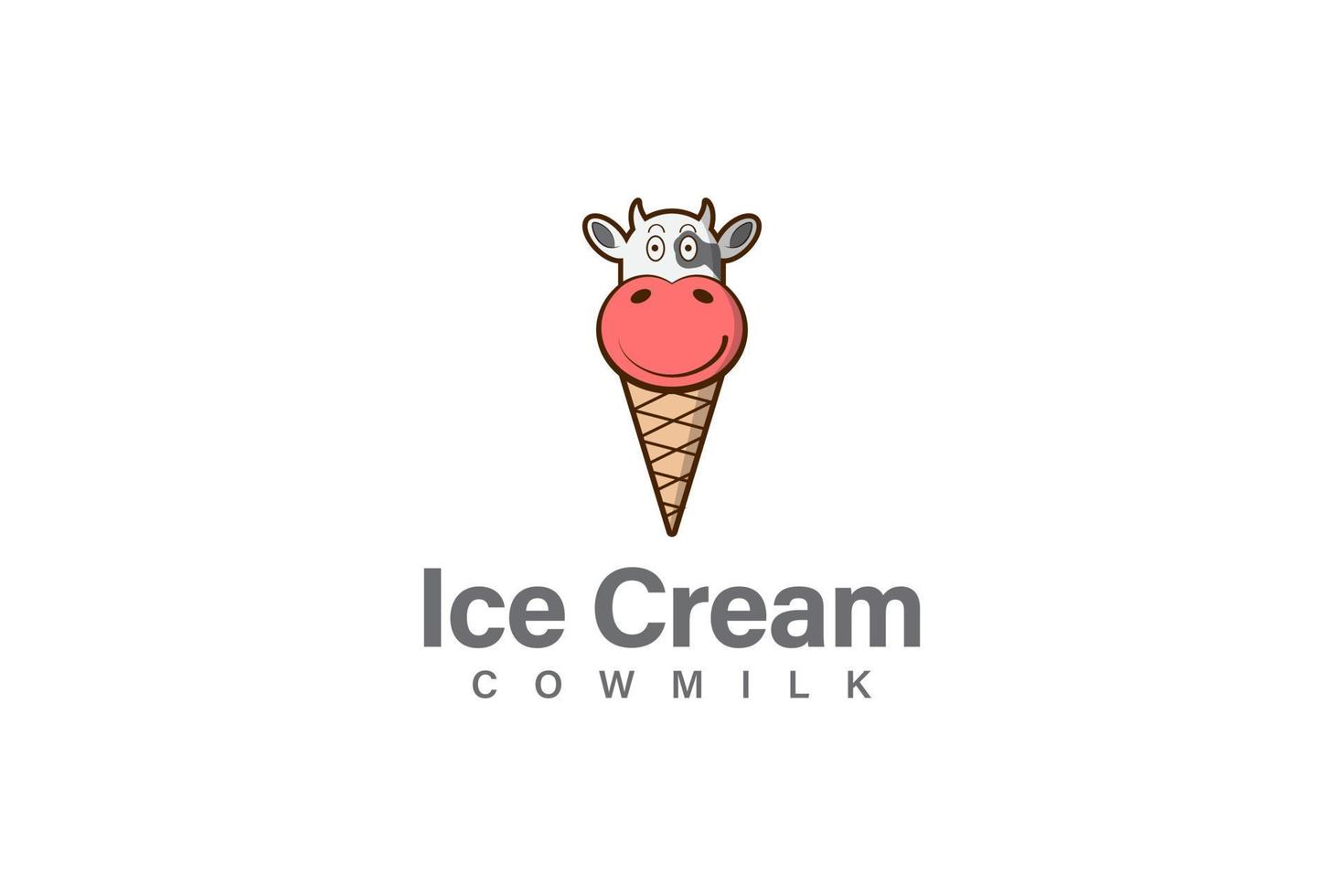 köstlich Kuh Milch Eis Sahne Logo Design Vektor mit Eis Sahne und Kuh Kopf Konzept