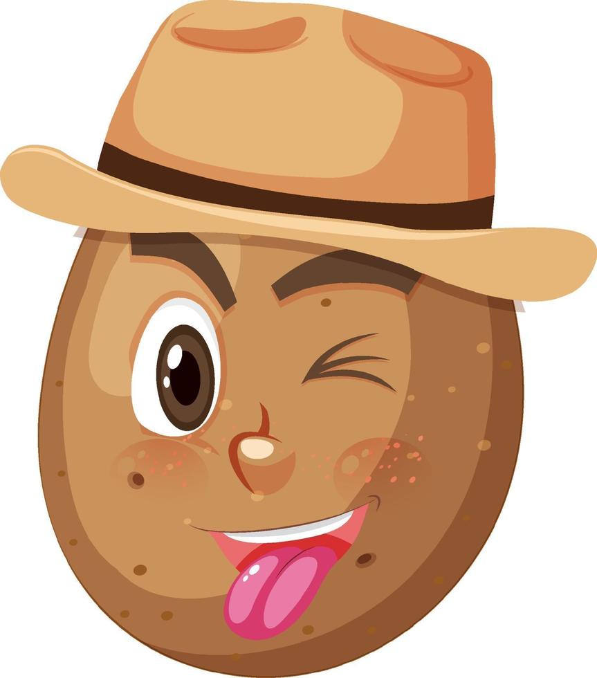 Kartoffel-Zeichentrickfigur mit Gesichtsausdruck vektor