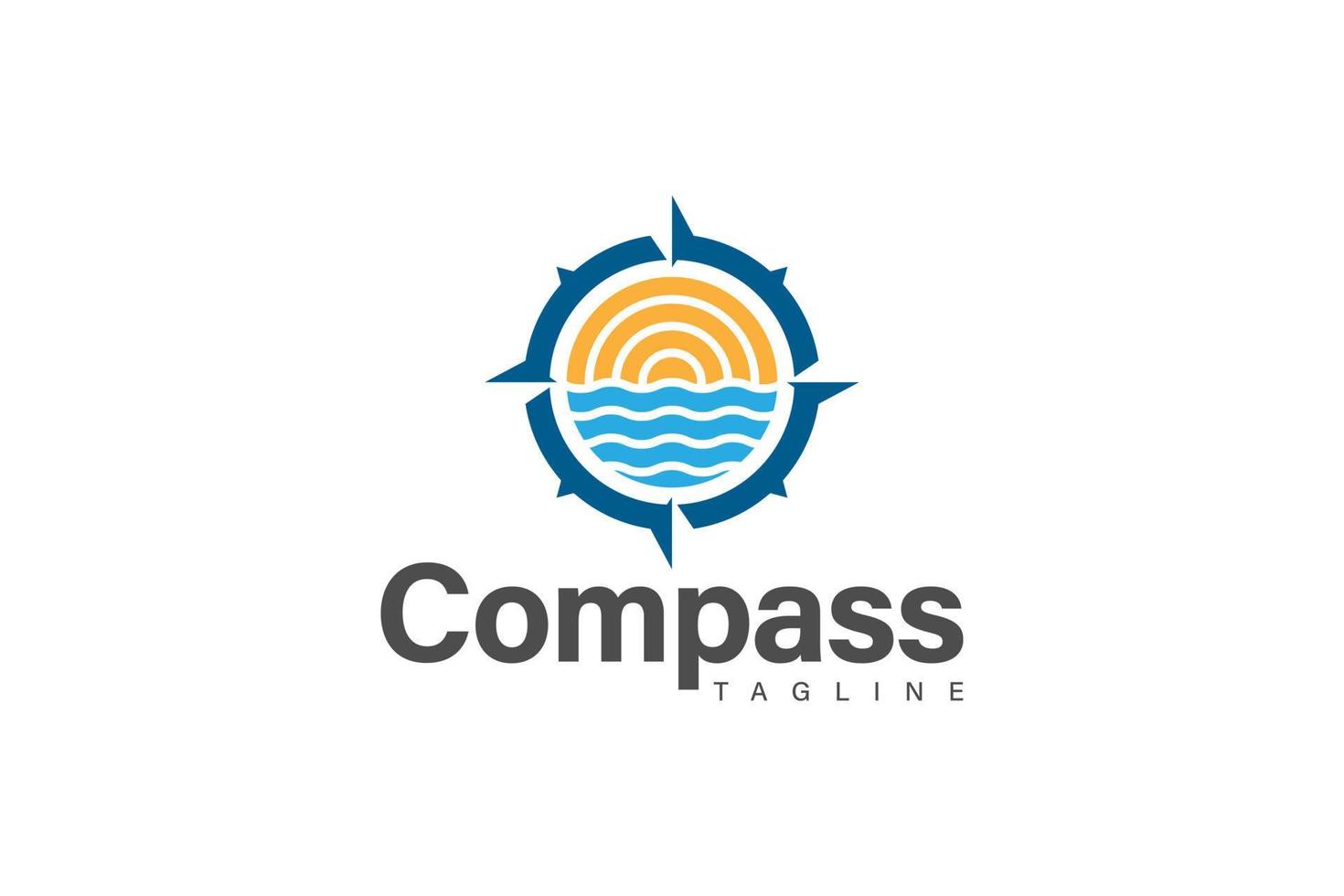 Kompass und Ozean Logo Design Vektor