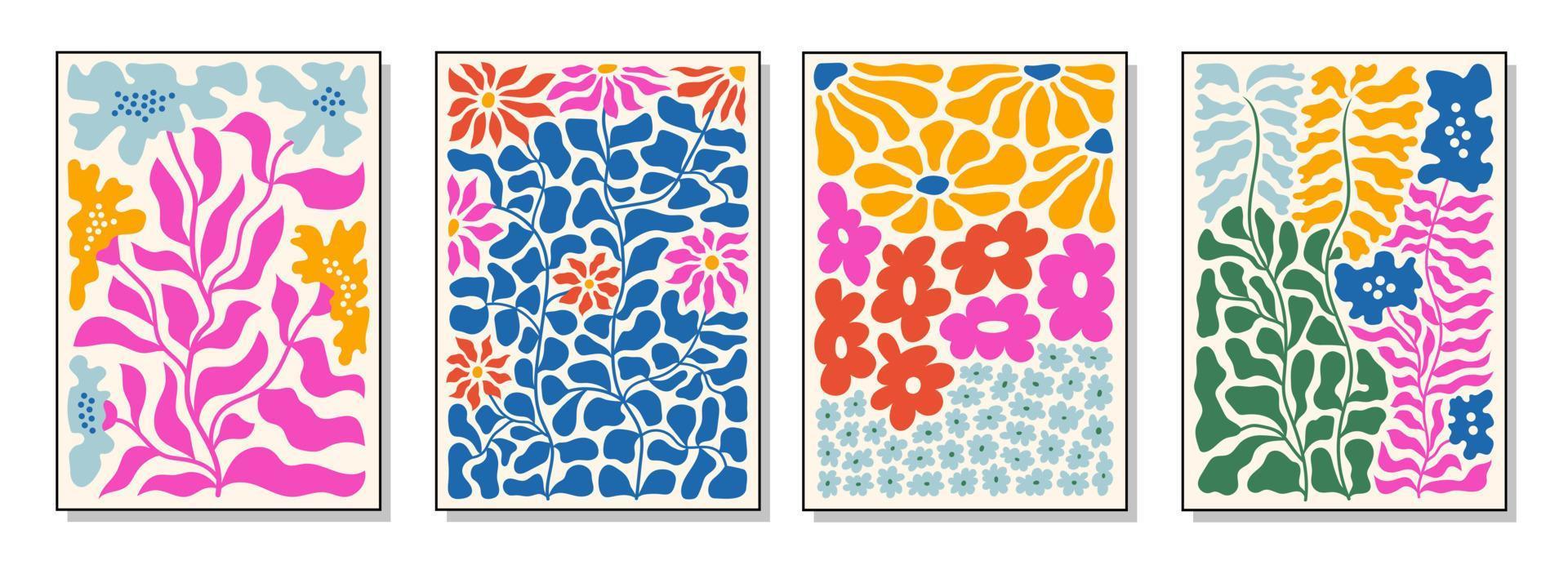 Reihe von Blumensträußen. Innenanstrich. farbenfrohe Illustrationen von Blumen für Cover, Bilder. Vektor-Illustration. vektor