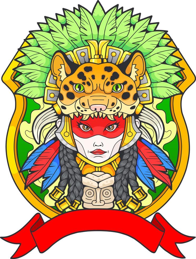 süß aztekisch Prinzessin, Illustration Design vektor