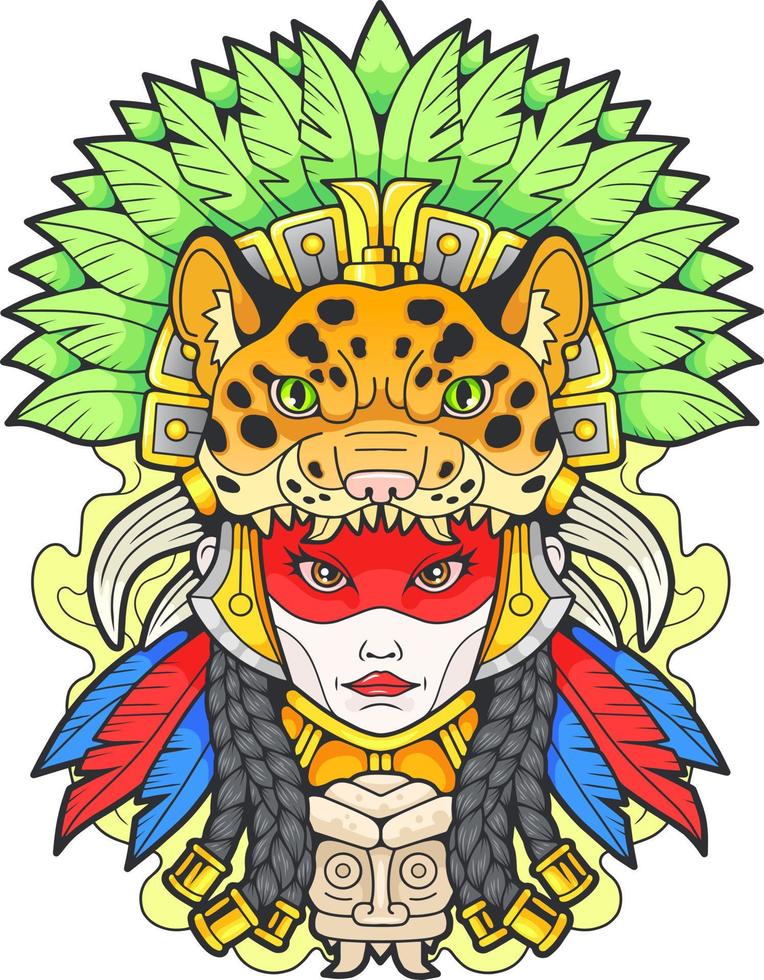 süß aztekisch Prinzessin, Illustration Design vektor