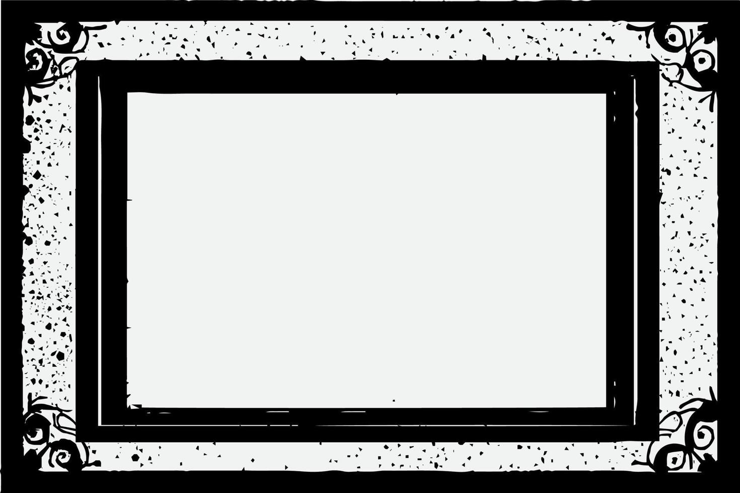 fyrkant ram med grunge svart bläck prydnad runt om de kanter, vit bakgrund i vektor eps formatera.