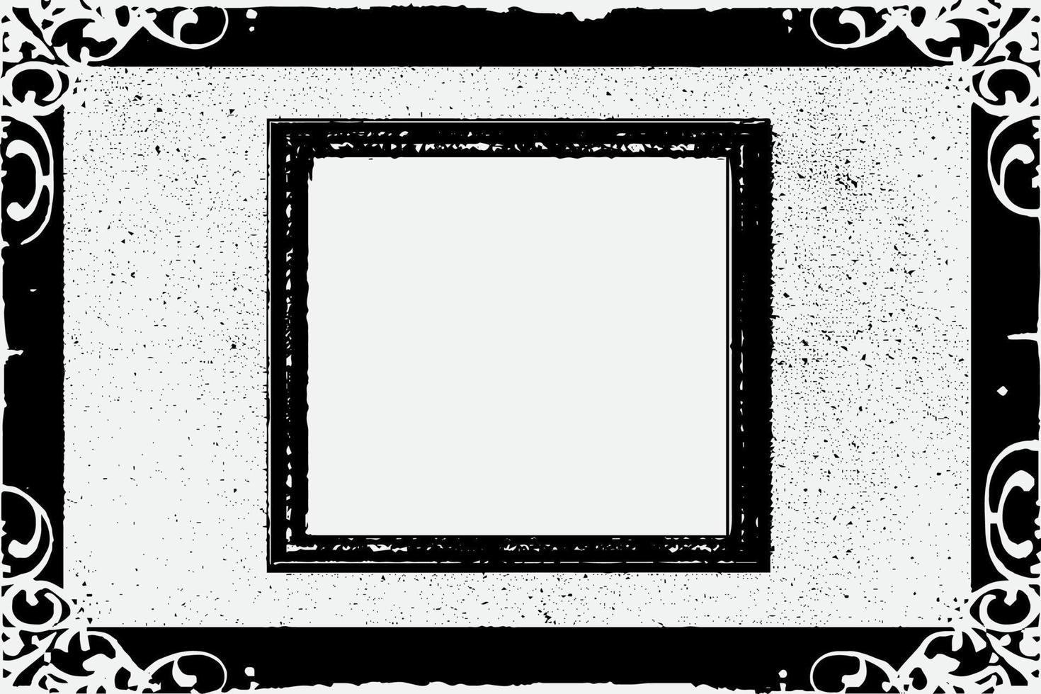 fyrkant ram med grunge svart bläck prydnad runt om de kanter, vit bakgrund i vektor eps formatera b