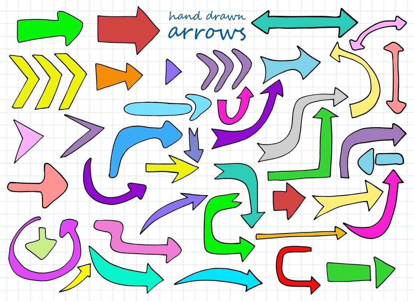 handritad pil set vektor design illustration isolerad på vit bakgrund