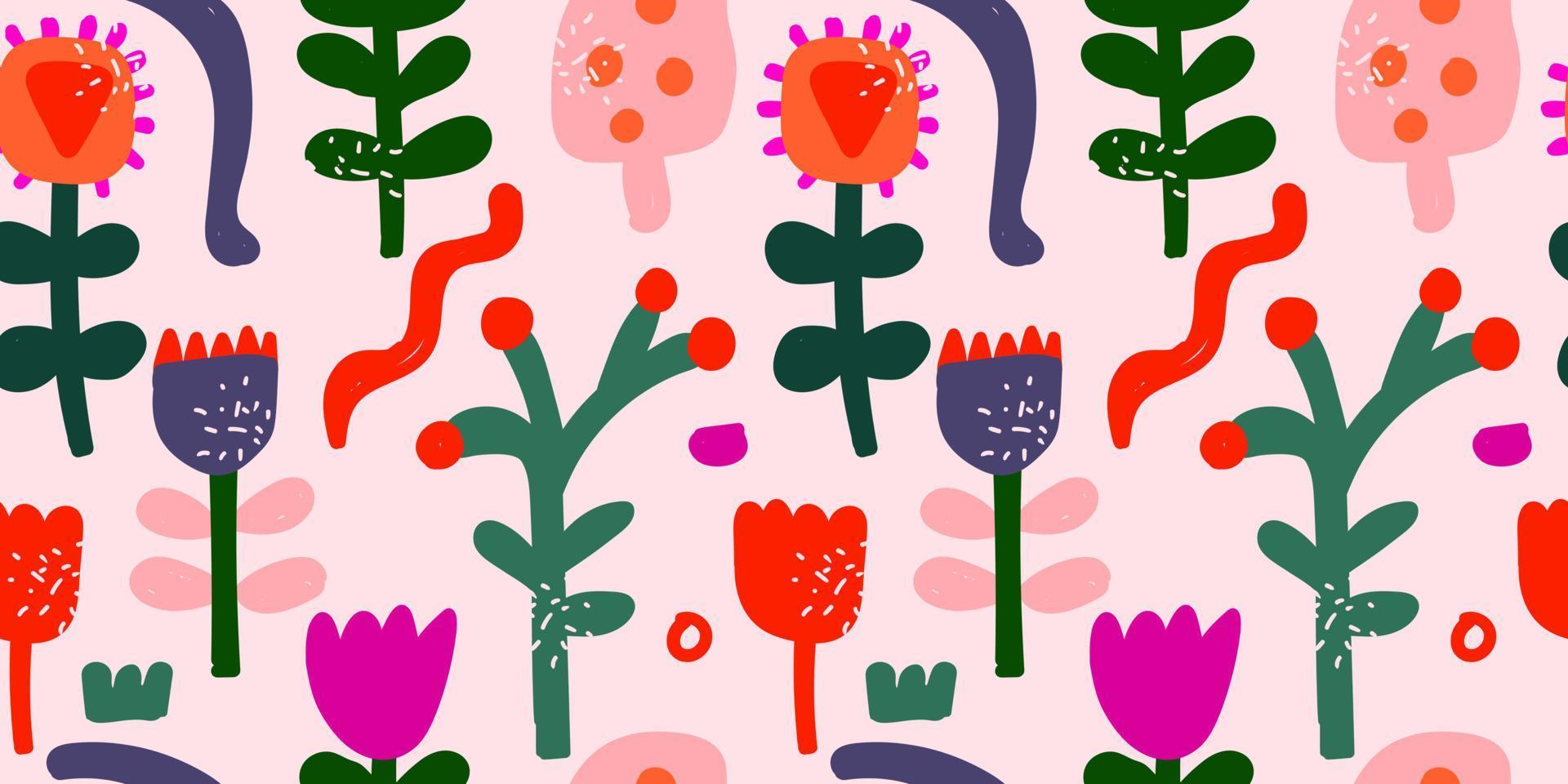 nahtlos Muster mit abstrakt Blumen und Pflanzen. vektor
