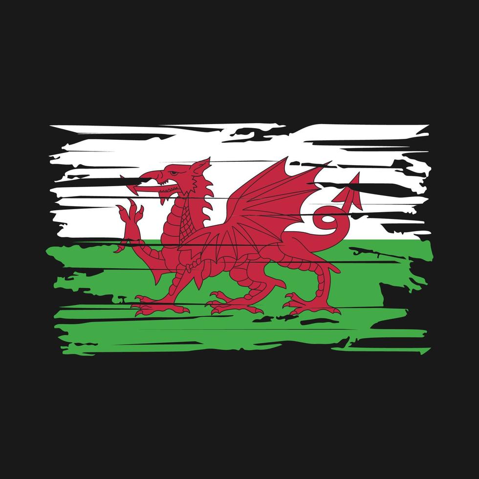 wales-flaggenbürstenvektor vektor