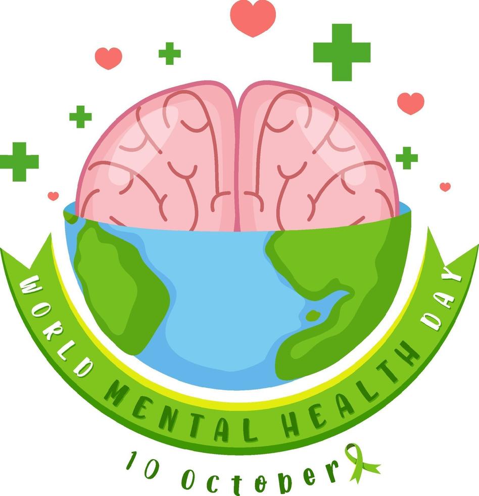Weltbanner oder Logo des Tages der psychischen Gesundheit lokalisiert auf weißem Hintergrund vektor