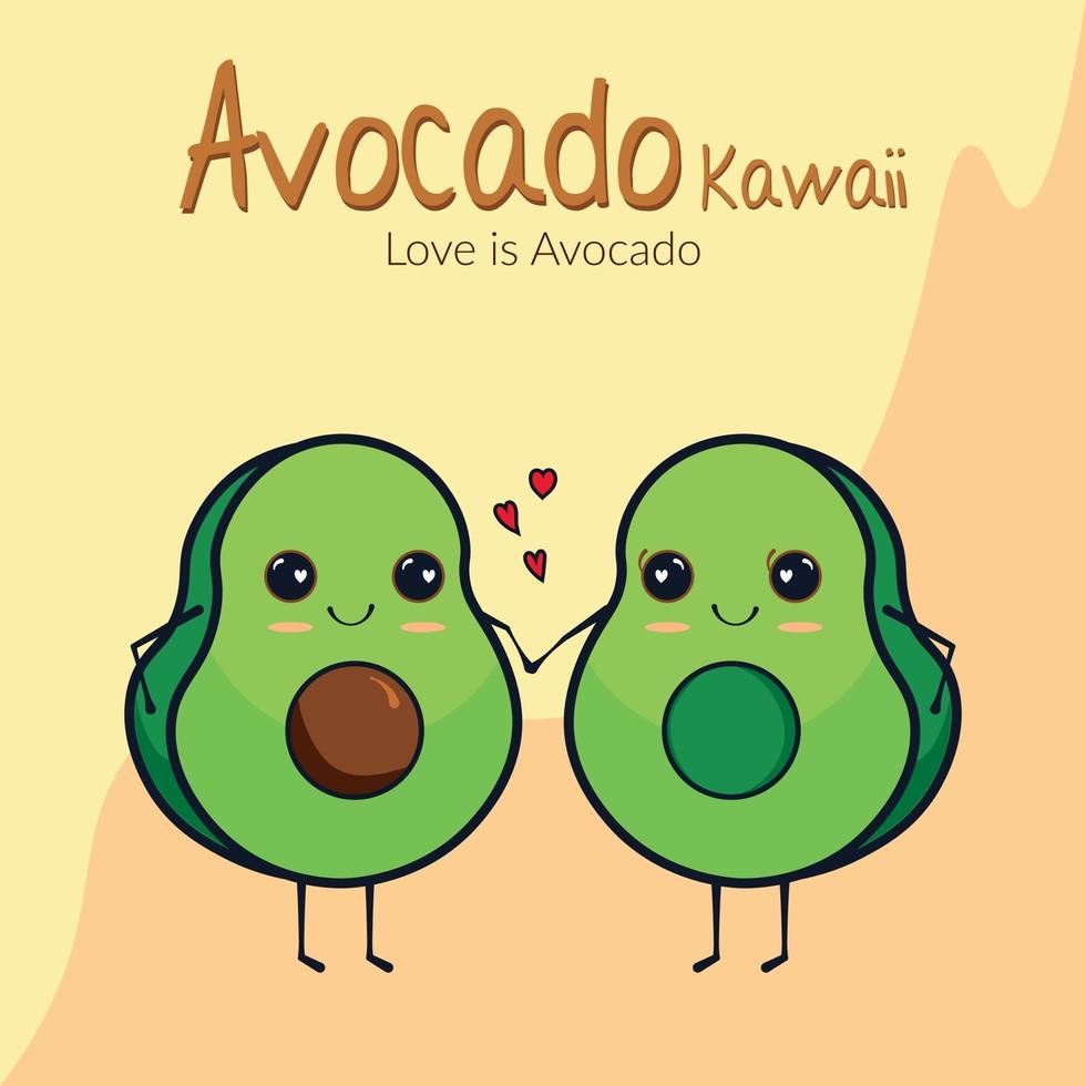 Avocado Kawaii, liebe Avocados vektor