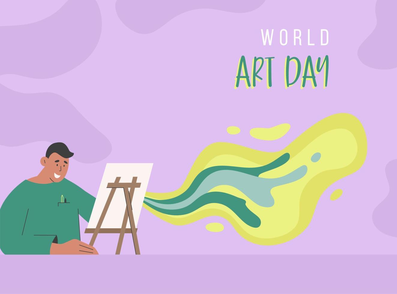 Kunst Tag Banner mit ein Künstler Zeichnung mit Farbe auf Segeltuch vektor