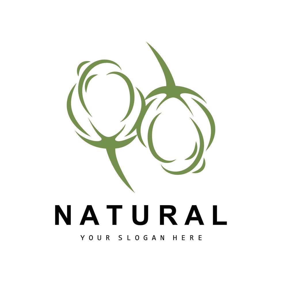 Baumwolle Logo, natürlich biologisch organisch Pflanze Design, Schönheit Textil- und Kleidung Vektor, Sanft Baumwolle Blumen vektor
