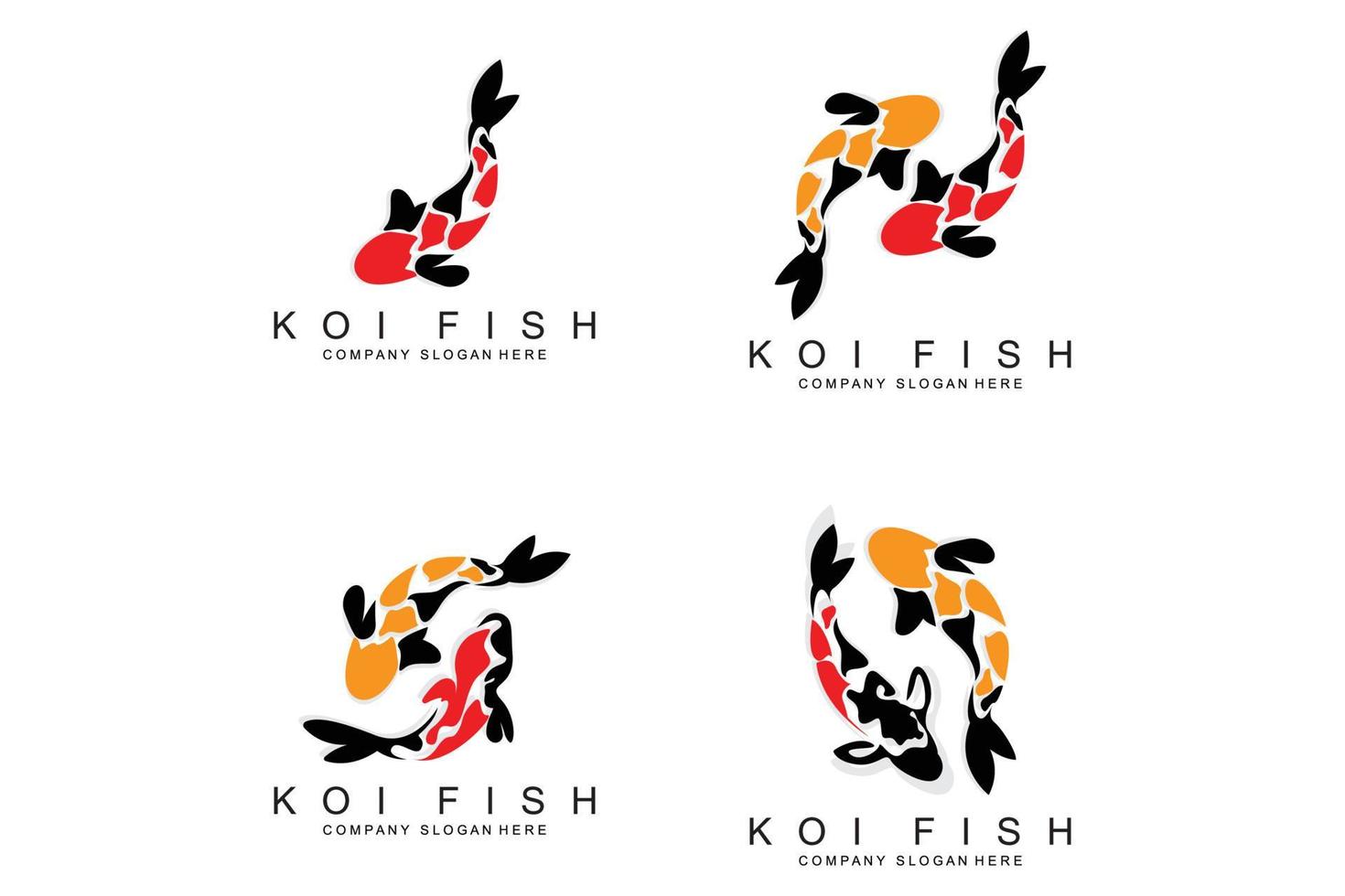 Koi-Fisch-Logo-Design, Zierfisch-Vektor, Aquarium-Ornament-Illustration Markenprodukt vektor
