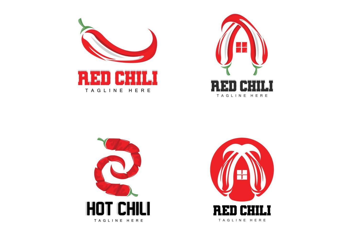 röd chili logotyp, varm chili paprikor vektor, chili trädgård hus illustration, företag produkt varumärke illustration vektor