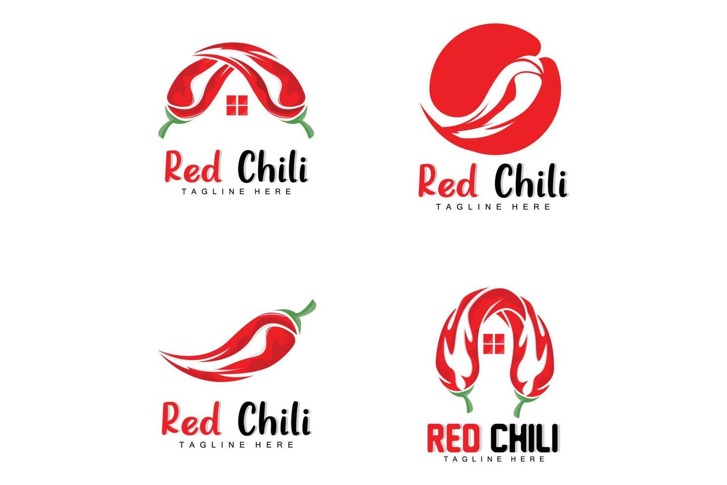 röd chili logotyp, varm chili paprikor vektor, chili trädgård hus illustration, företag produkt varumärke illustration vektor