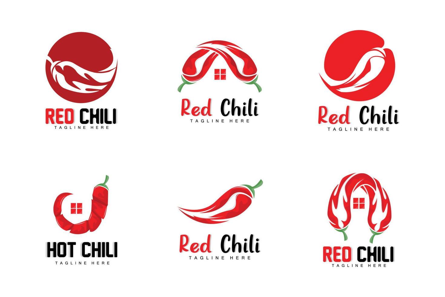 röd chili logotyp, varm chili paprikor vektor, chili trädgård hus illustration, företag produkt varumärke illustration vektor