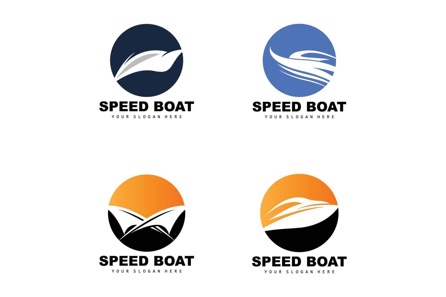 Schnellboot-Logo, schneller Frachtschiff-Vektor, Segelboot, Design für Schiffsbauunternehmen, Schifffahrt, Seefahrzeuge, Transport vektor