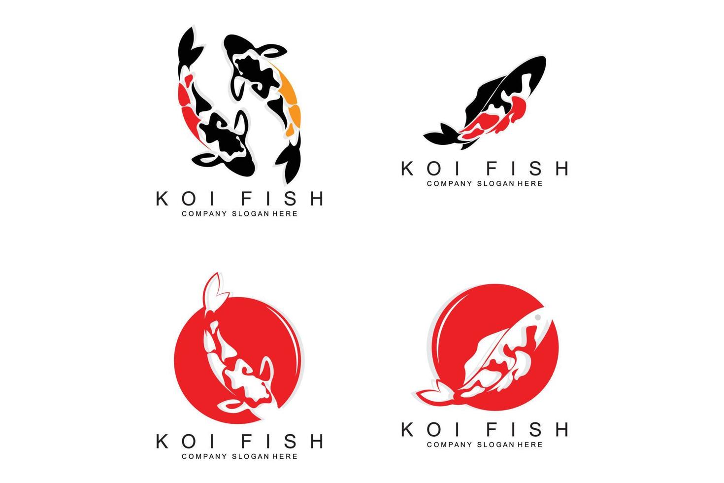 koi fisk logotyp design, dekorativ fisk vektor, akvarium prydnad illustration varumärke produkt vektor