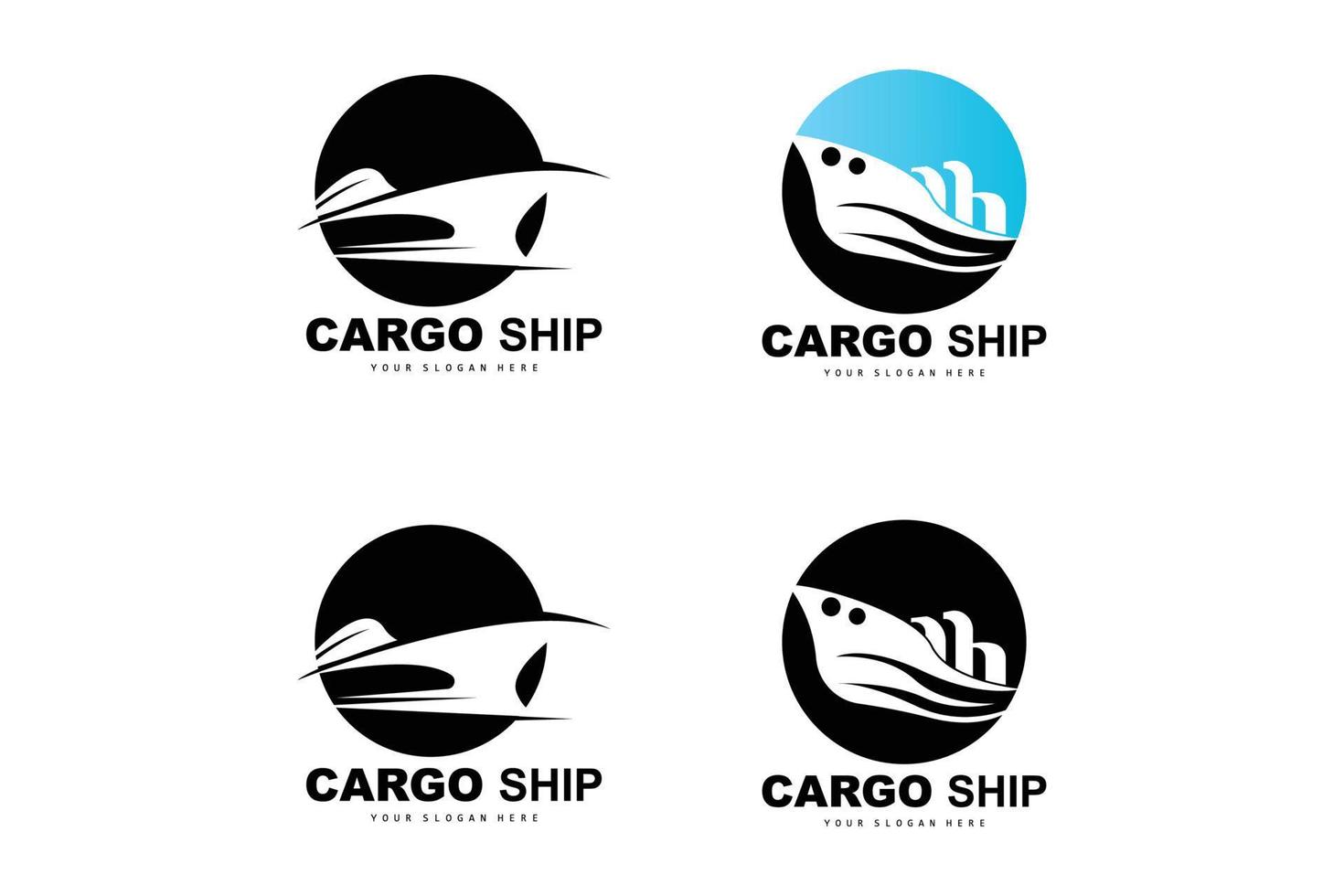 frakt fartyg logotyp, snabb frakt fartyg vektor, segelbåt, design för fartyg tillverkning företag, vattenväg segling, marin fordon, transport, logistik vektor