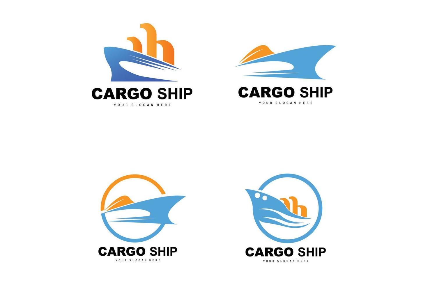 Frachtschiff-Logo, schneller Frachtschiff-Vektor, Segelboot, Design für Schiffsbauunternehmen, Wasserstraßensegeln, Seefahrzeuge, Transport, Logistik vektor