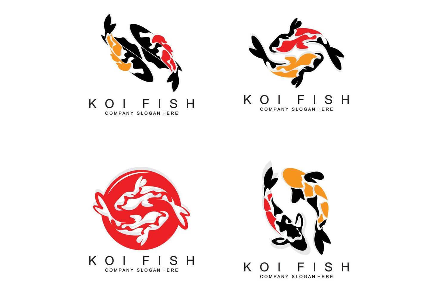 koi fisk logotyp design, dekorativ fisk vektor, akvarium prydnad illustration varumärke produkt vektor