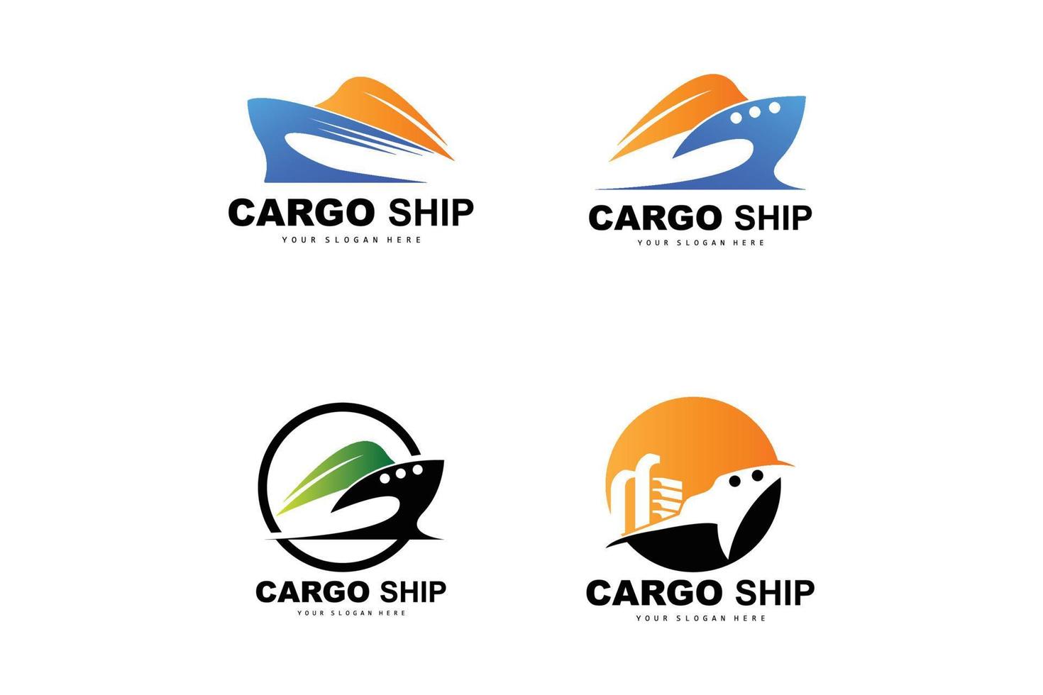 Frachtschiff-Logo, schneller Frachtschiff-Vektor, Segelboot, Design für Schiffsbauunternehmen, Wasserstraßensegeln, Seefahrzeuge, Transport, Logistik vektor