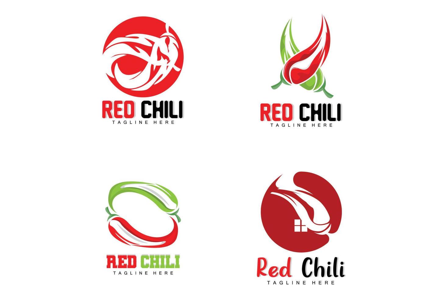 rotes Chili-Logo, scharfer Chili-Pfeffer-Vektor, Chili-Gartenhaus-Illustration, Firmen-Produktmarken-Illustration vektor