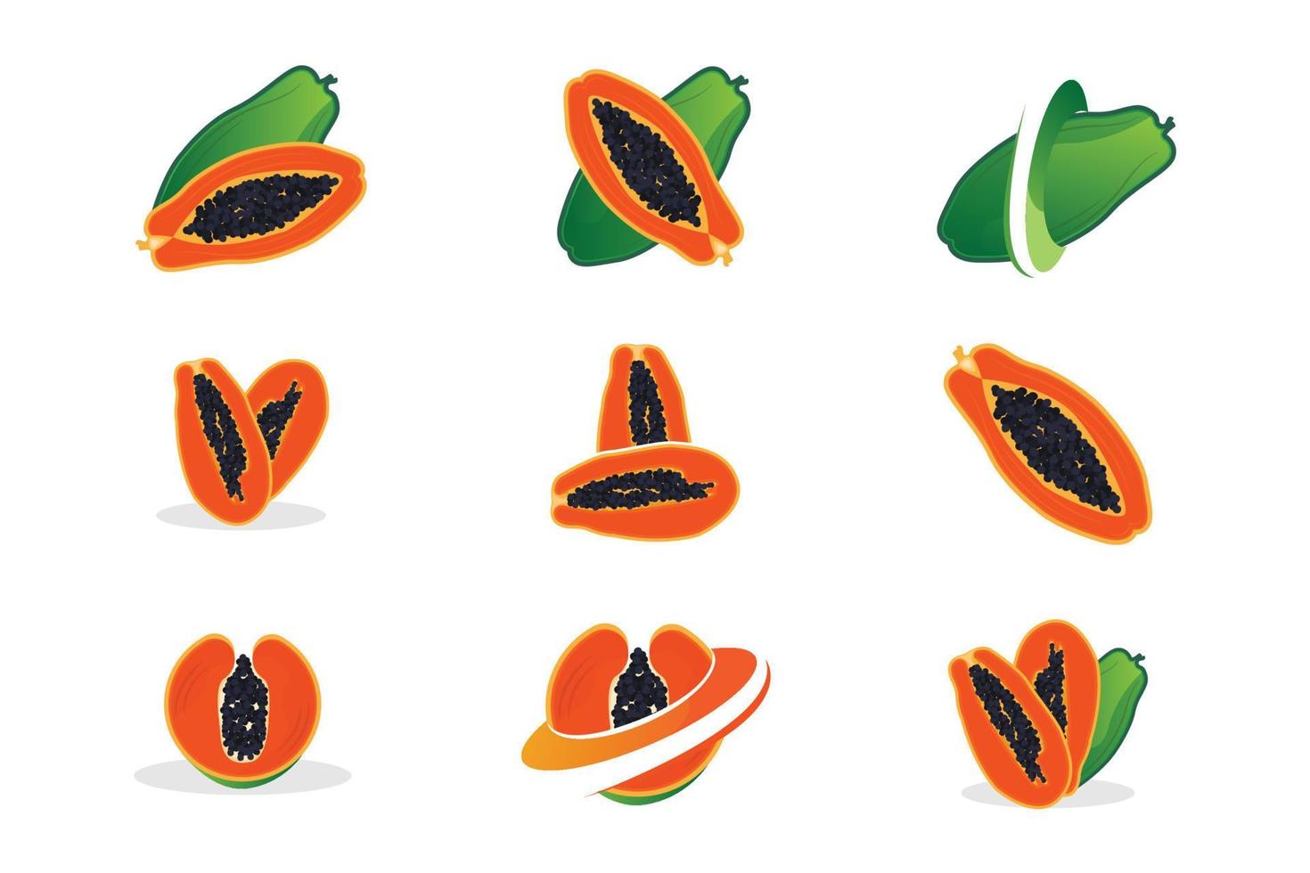 Papaya-Logo-Design, Vitamin-Frucht-Vektor, Symbol für Fruchtprodukt-Markenillustration vektor