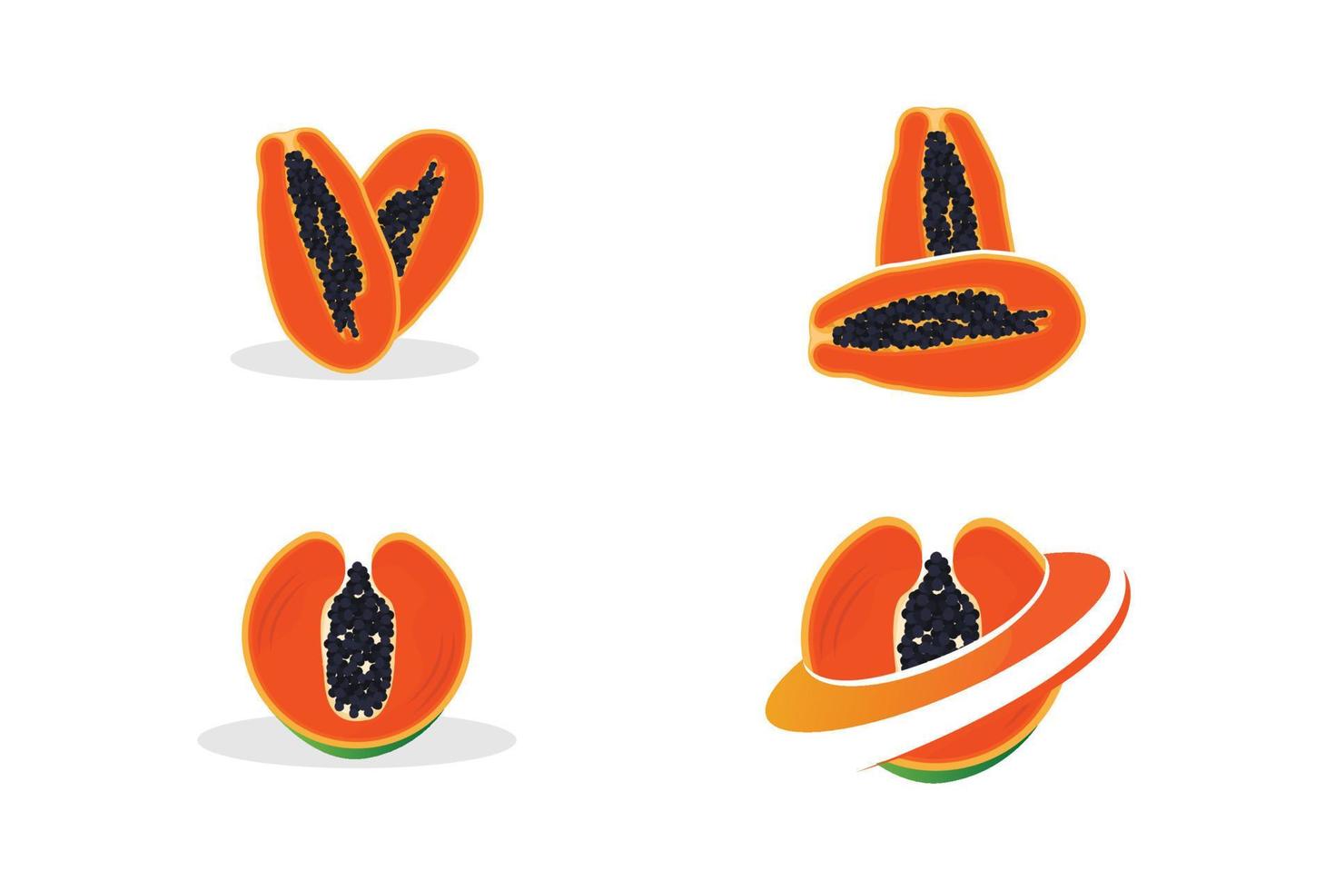 Papaya-Logo-Design, Vitamin-Frucht-Vektor, Symbol für Fruchtprodukt-Markenillustration vektor