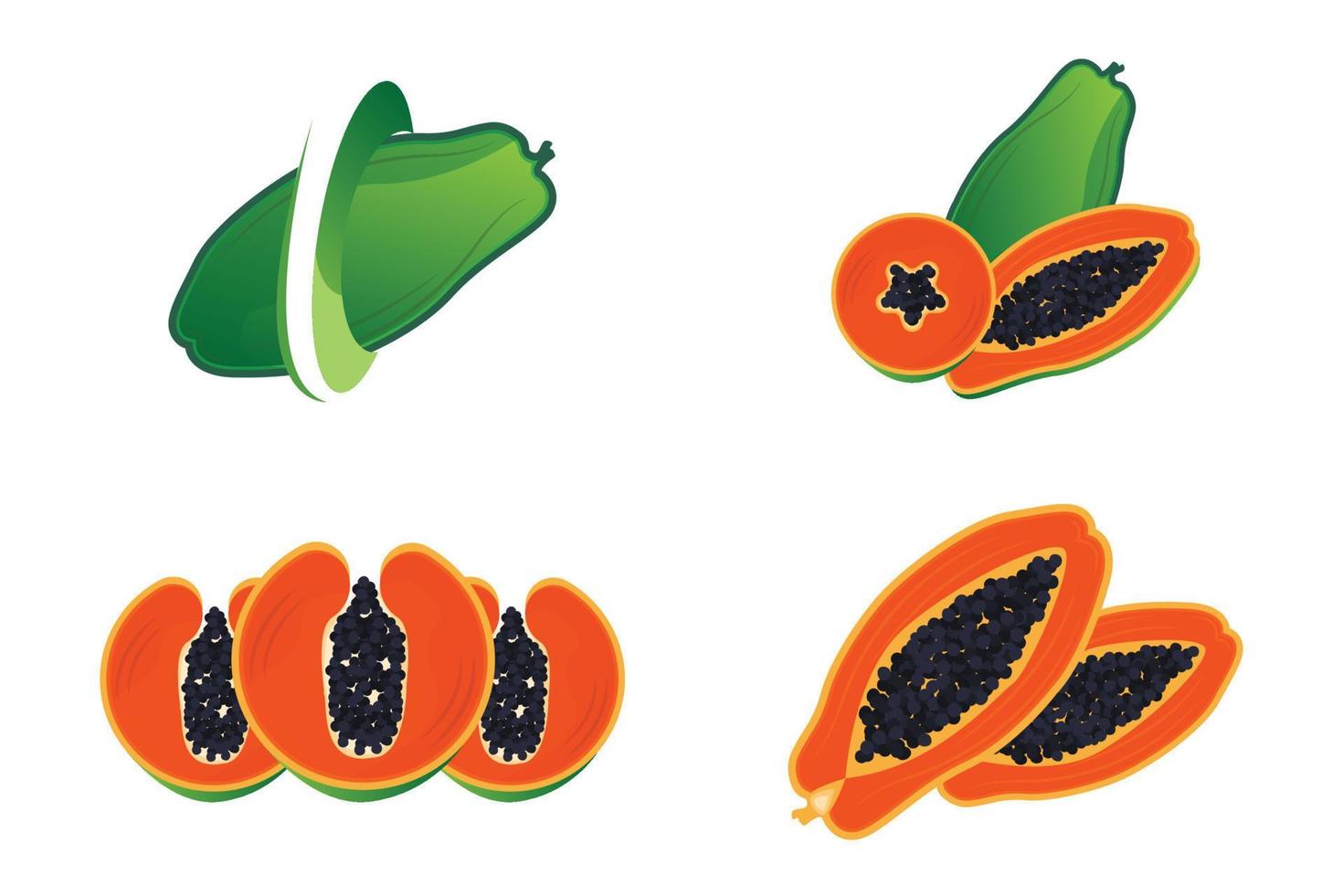 Papaya-Logo-Design, Vitamin-Frucht-Vektor, Symbol für Fruchtprodukt-Markenillustration vektor