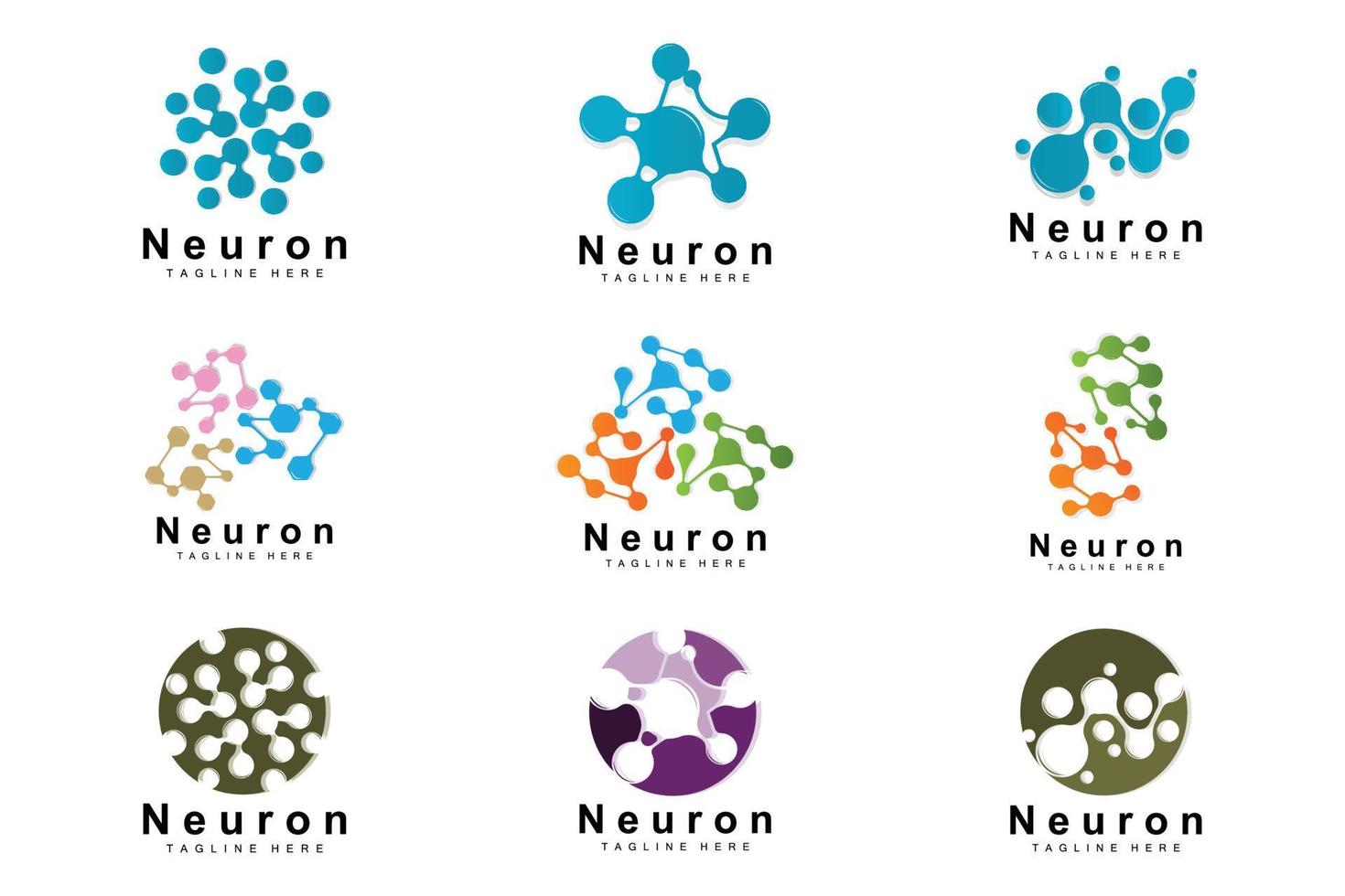 neuron logo design vektor nervenzelle illustration molekulare dna gesundheitsmarke