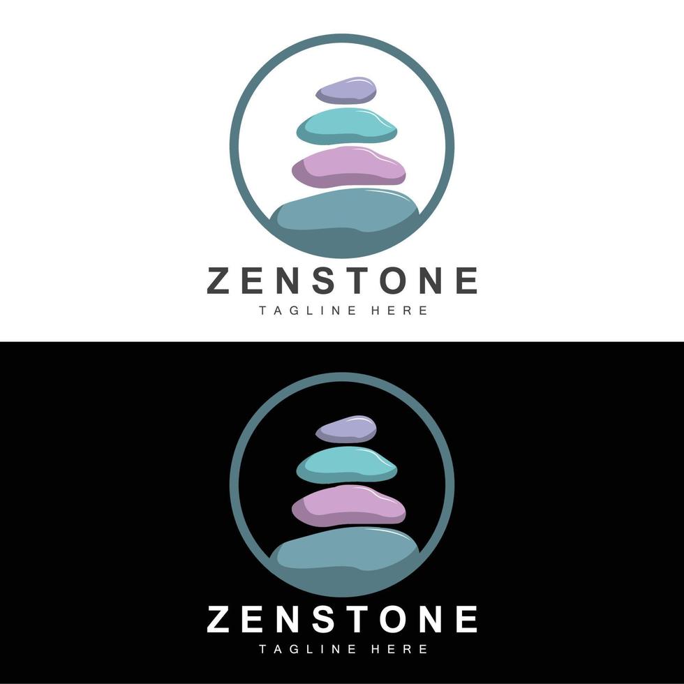 Gleichgewichtsstein-Logo-Design, Vektortherapiestein, Massagestein, heißer Stein und Zenstone, Produktmarkenillustration vektor