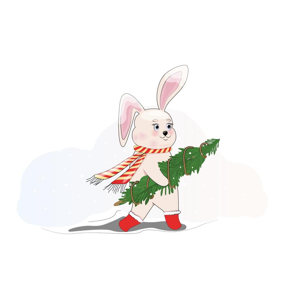 uppsättning av ny år kaniner. samling av jul kaniner. 2023 är de år av de kanin. vektor illustration
