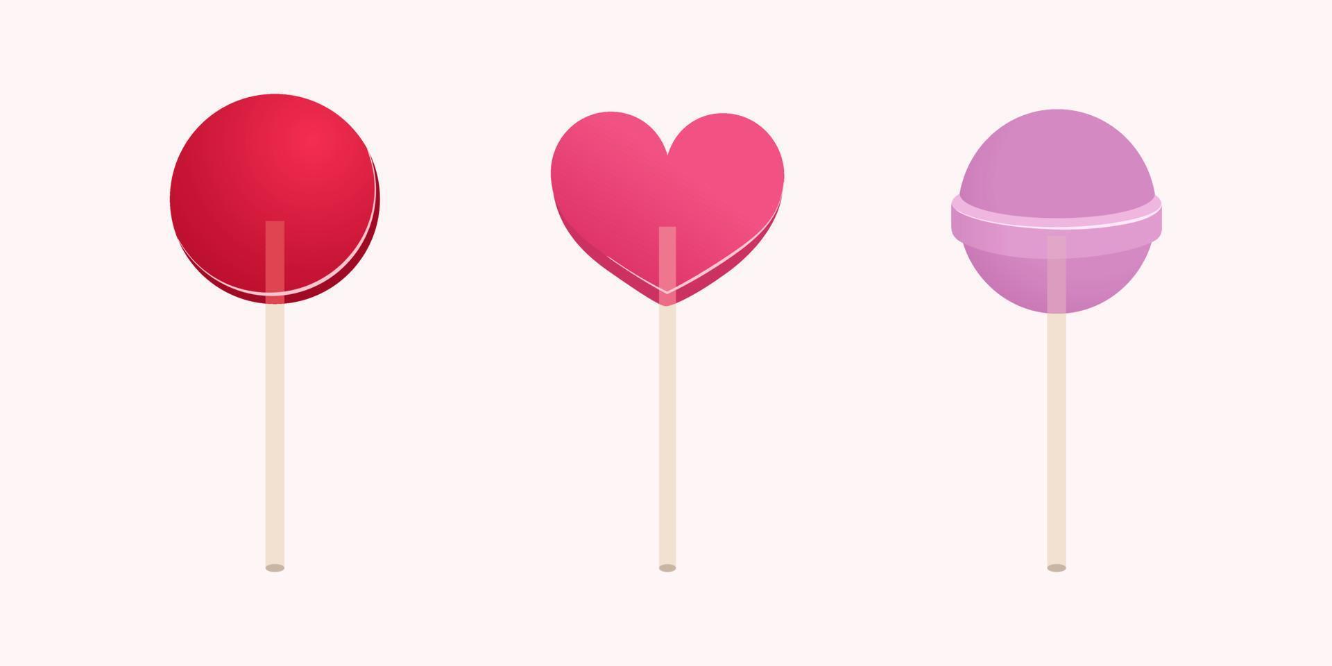 Lutscher im Herz Form. Süßigkeiten zum Valentinsgrüße Tag. Vektor Illustration