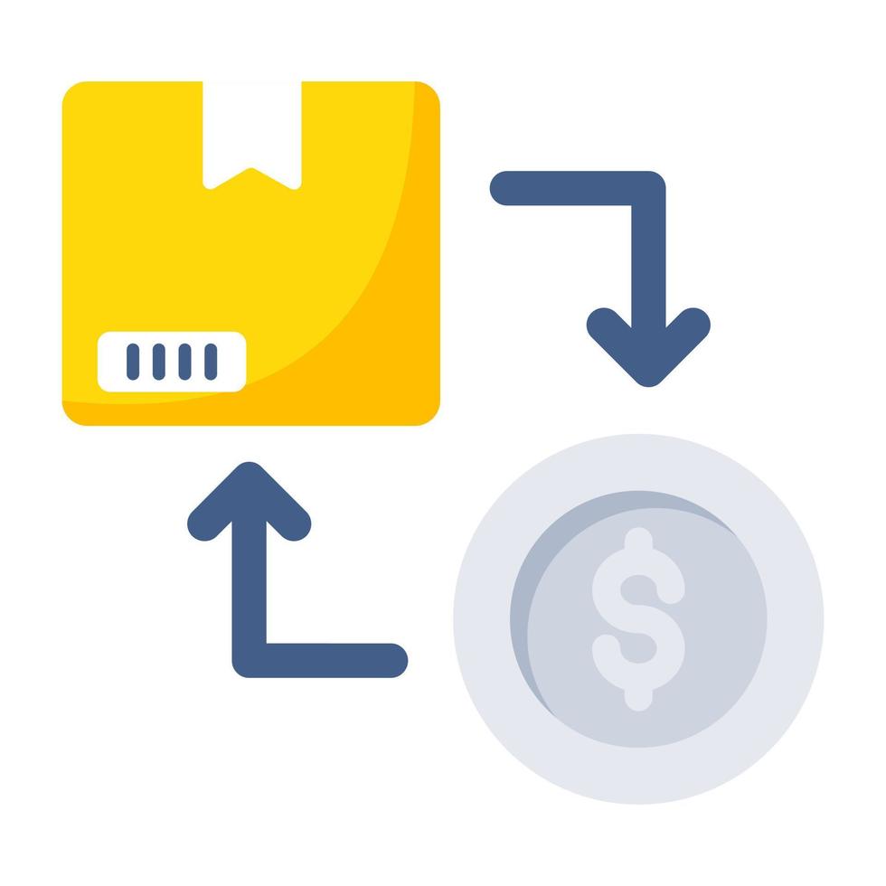 konceptuell platt design ikon av kontanter på leverans eller torsk vektor