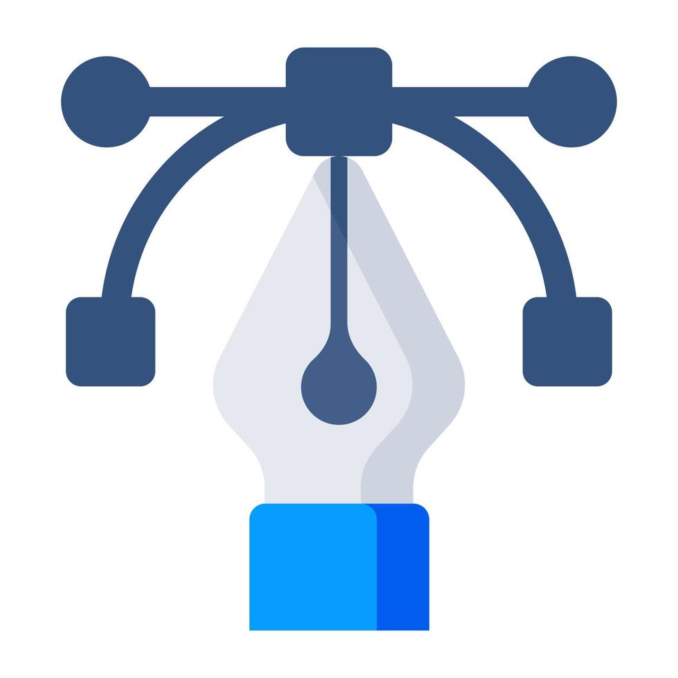 penna med noder, bezier verktygsikon vektor