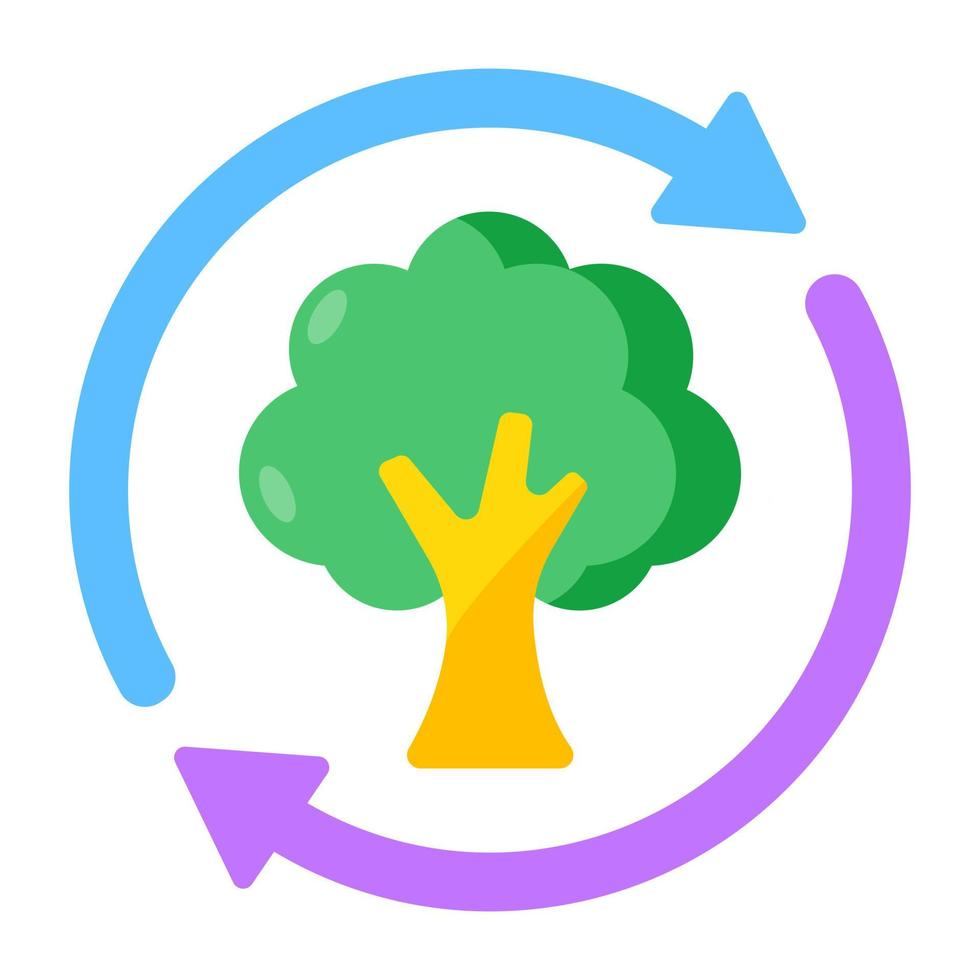 ett redigerbar design ikon av träd återvinning vektor
