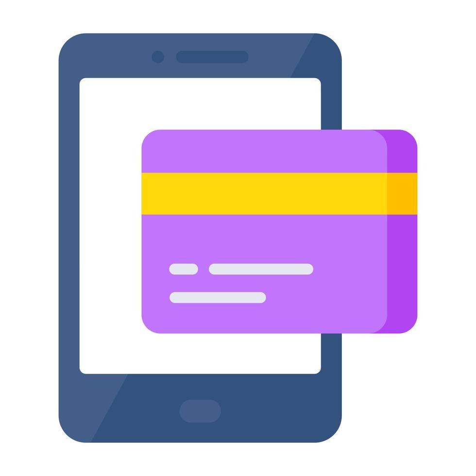 kort inuti smartphone, ikon för mobil kortbetalning vektor