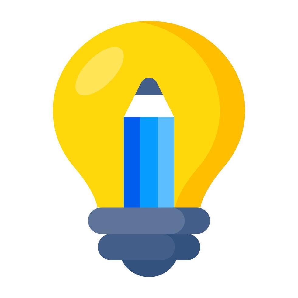 penna inuti glödlampa, ikon av kreativ skrivning vektor