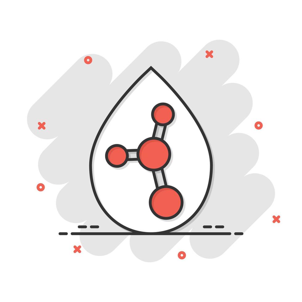 syra molekyl ikon i komisk stil. dna tecknad serie vektor illustration på vit isolerat bakgrund. amino modell stänk effekt företag begrepp.