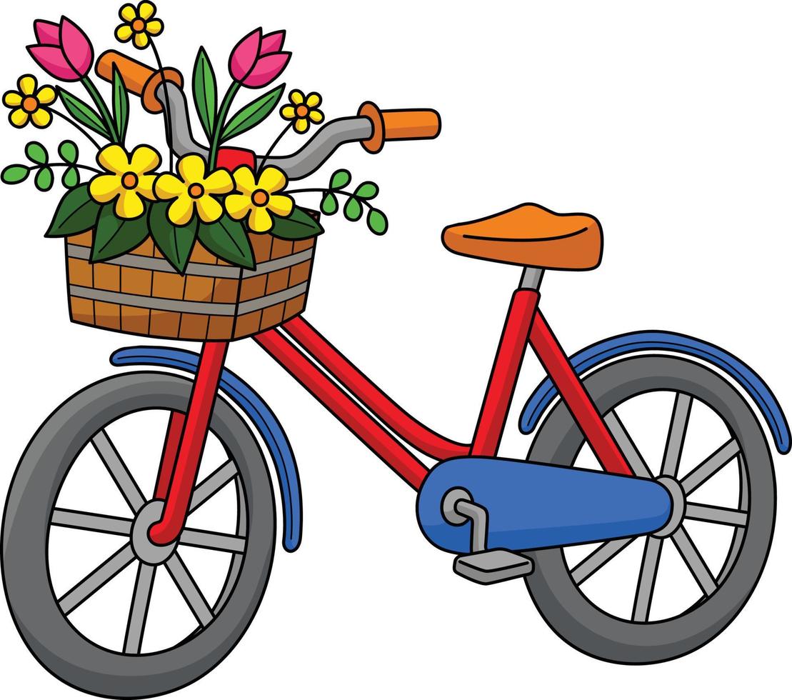 Frühling Fahrrad mit Blumen Karikatur farbig Clip Art vektor