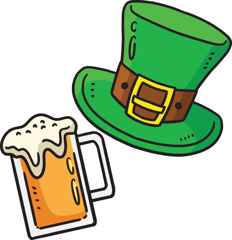 st. Patricks Kobold Hut und Bier Clip Art vektor