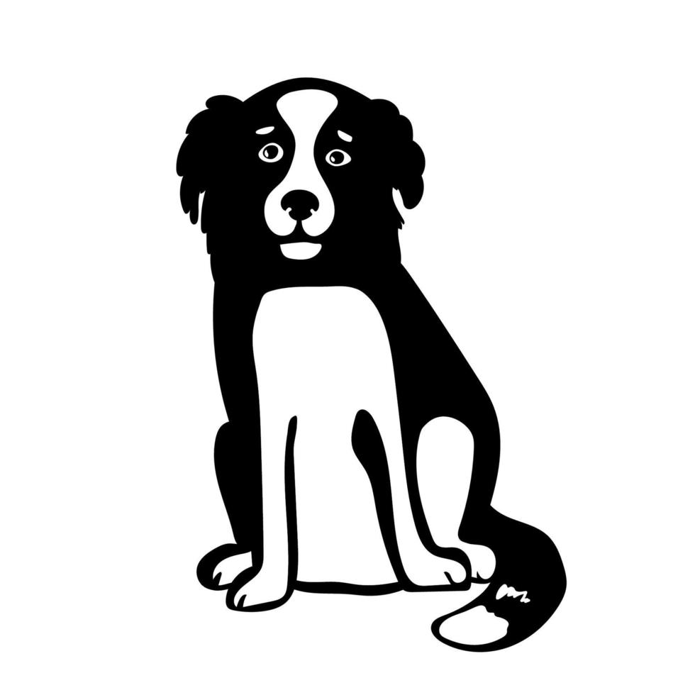 vektor illustration av tecknad serie hund Nej ras svart vit isolerat hand teckning