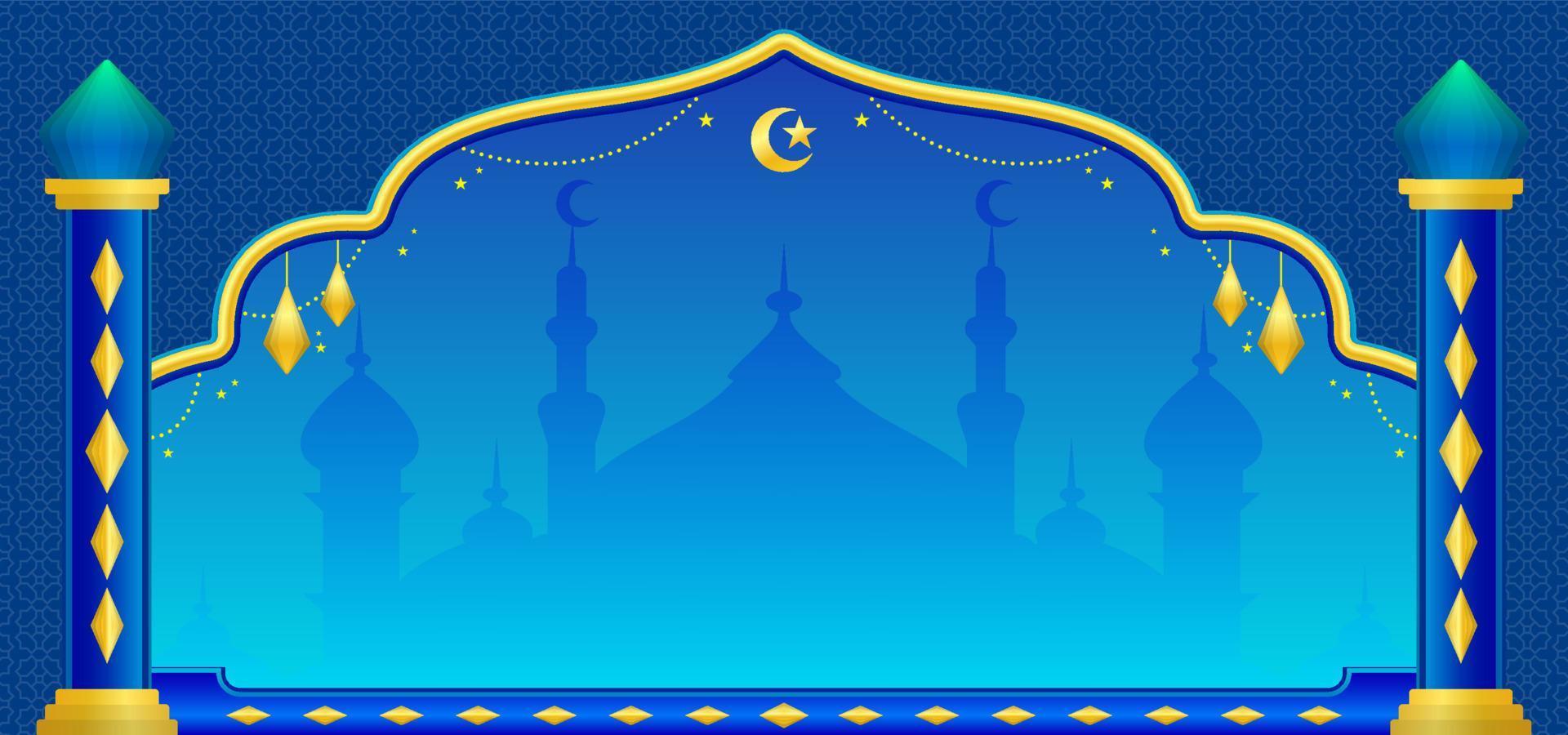 blå islamic baner bakgrund mall vektor