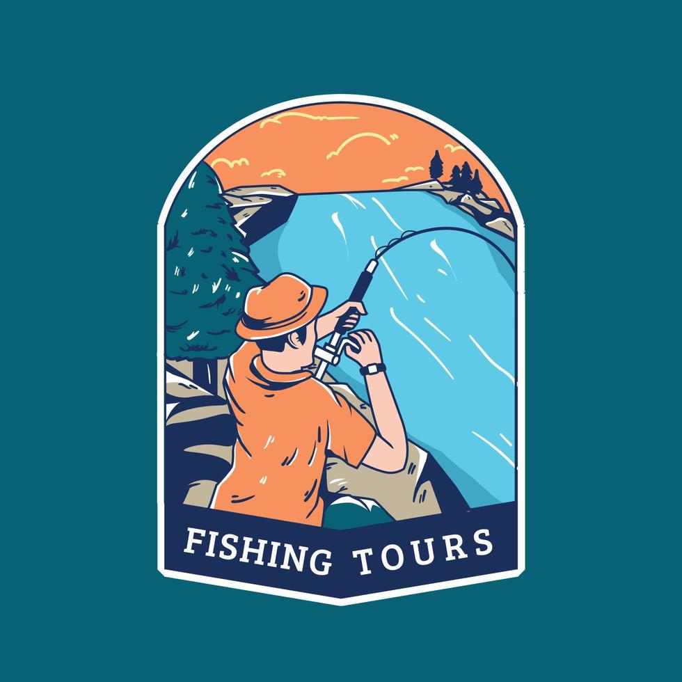 utomhus- fiske logotyp, årgång logotyp vektor