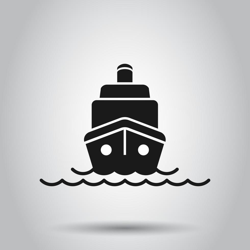 Schiff Kreuzfahrt Zeichen Symbol im eben Stil. Ladung Boot Vektor Illustration auf isoliert Hintergrund. Schiff Geschäft Konzept.