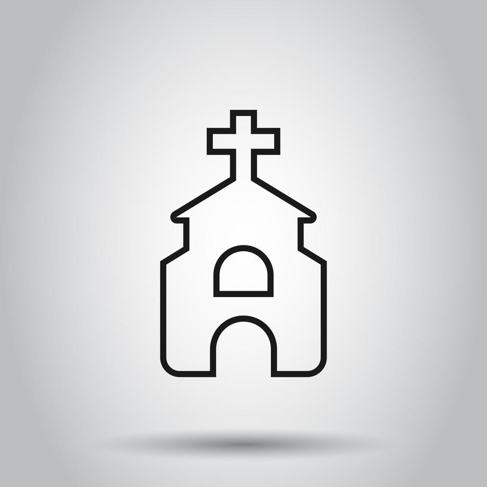 Kirche Symbol im eben Stil. Kapelle Vektor Illustration auf isoliert Hintergrund. religiös Gebäude Geschäft Konzept.